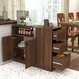Kitchen Sideboard, Small  Countertop Organizer, Tabletop Cabinet with 2 Glass Sliding Door,3 Side Drawers & 1 small display shelves, Counter Cabinet for Kitchen, Living Room, Dinning Area SolidRoot Buy Furniture USA