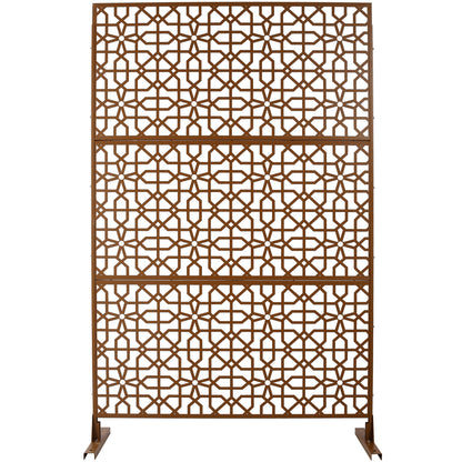 Outdoor & Indoor Privacy Screen Metal Privacy Screen 76' H×48' W, Freestanding Decorative Privacy Screen for Deck Balcony Patio, Privacy Fence Panels for Outside Lawn Garden PS106 BROWN SolidRoot Buy Furniture USA