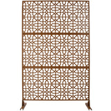Outdoor & Indoor Privacy Screen Metal Privacy Screen 76' H×48' W, Freestanding Decorative Privacy Screen for Deck Balcony Patio, Privacy Fence Panels for Outside Lawn Garden PS106 BROWN SolidRoot Buy Furniture USA