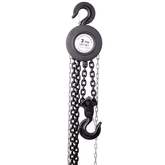 Chain hoist 6600lbs 3T capacity 10ft wIth 2 heavy duty hooks,Manual chain hoist steel construction,Black SolidRoot Buy Furniture USA