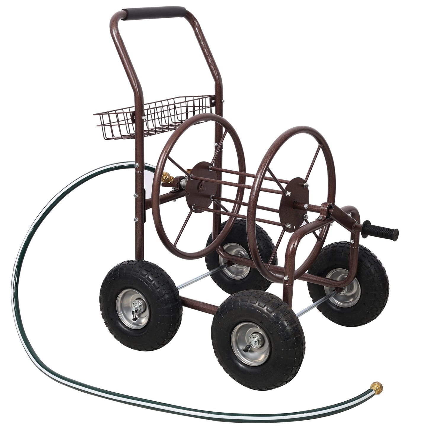 Expressions Metal Hose Reel Cart with Wheels - Heavy Duty Hose Caddie - 250 Ft Hose Capacity SolidRoot Buy Furniture USA