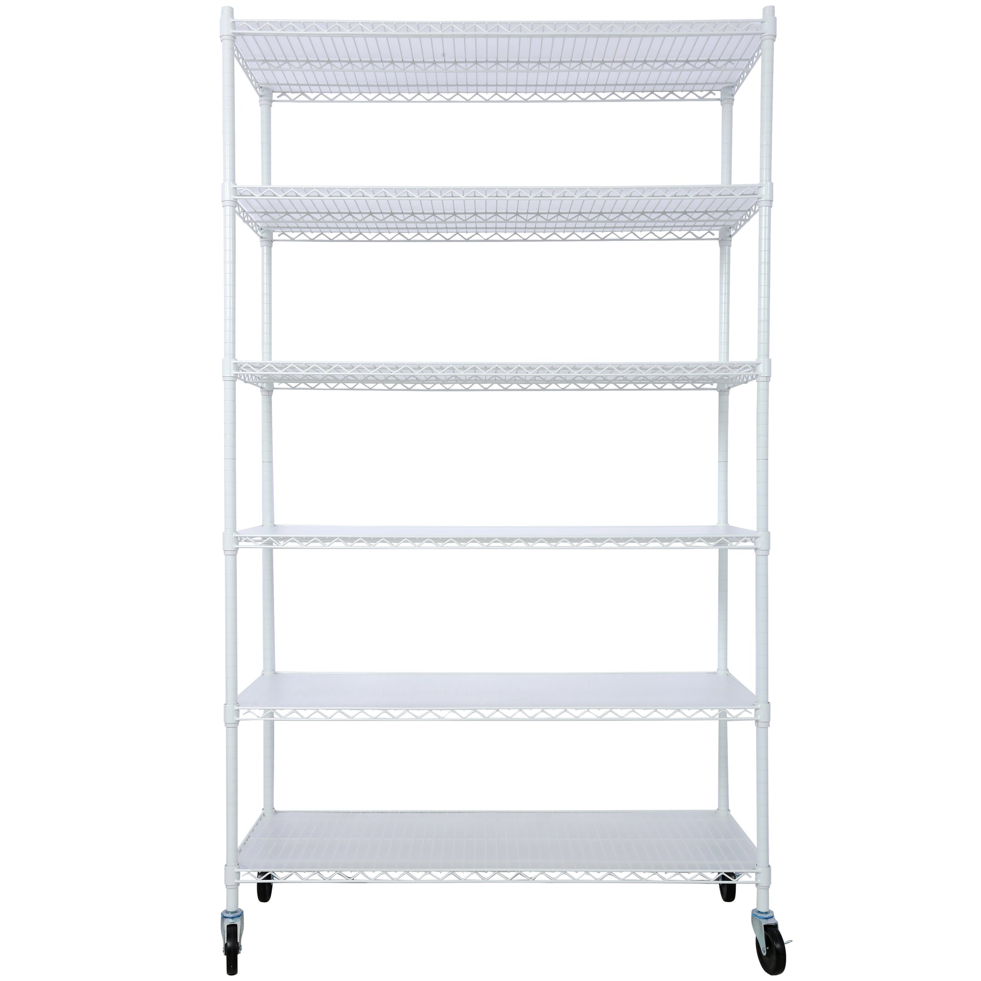 6 Tier 6000lbs Capacity NSF Metal Shelf Wire Shelving Unit, Heavy Duty Adjustable Storage Rack with Wheels & Shelf Liners for Commercial Grade Utility Steel Storage Rack, White- 82'H x 48'L x 18'D SolidRoot Buy Furniture USA