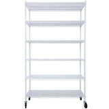 6 Tier 6000lbs Capacity NSF Metal Shelf Wire Shelving Unit, Heavy Duty Adjustable Storage Rack with Wheels & Shelf Liners for Commercial Grade Utility Steel Storage Rack, White- 82'H x 48'L x 18'D SolidRoot Buy Furniture USA