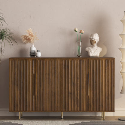 Wood Modern Buffet Cabinet with Storage, Fluted Sideboard Large Buffet with Adjustable Shelves, Credenza, Accent Cabinet Console Table SolidRoot Buy Furniture USA