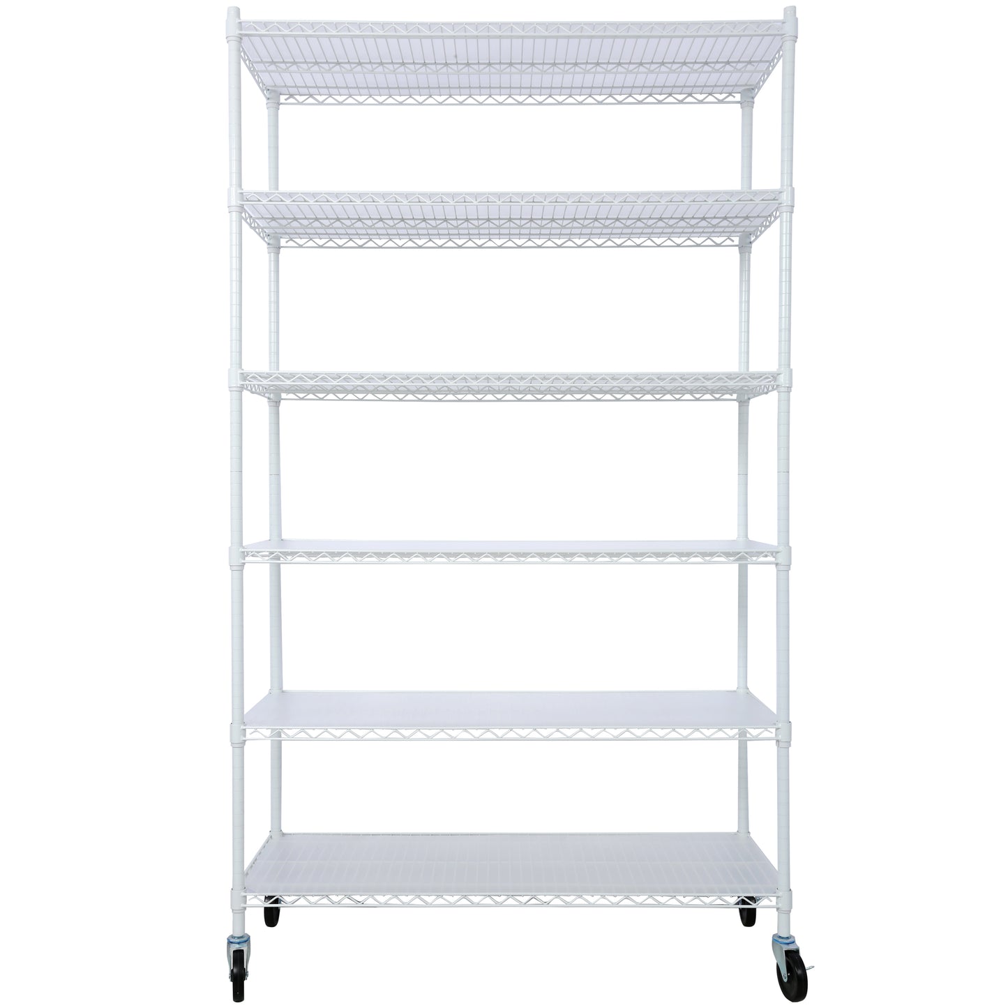 White 6-Tier Adjustable Storage Rack with Wheels & Liners - 48' x 18' x 82', Heavy Duty NSF Wire Shelving for Pantry and Closet SolidRoot Buy Furniture USA