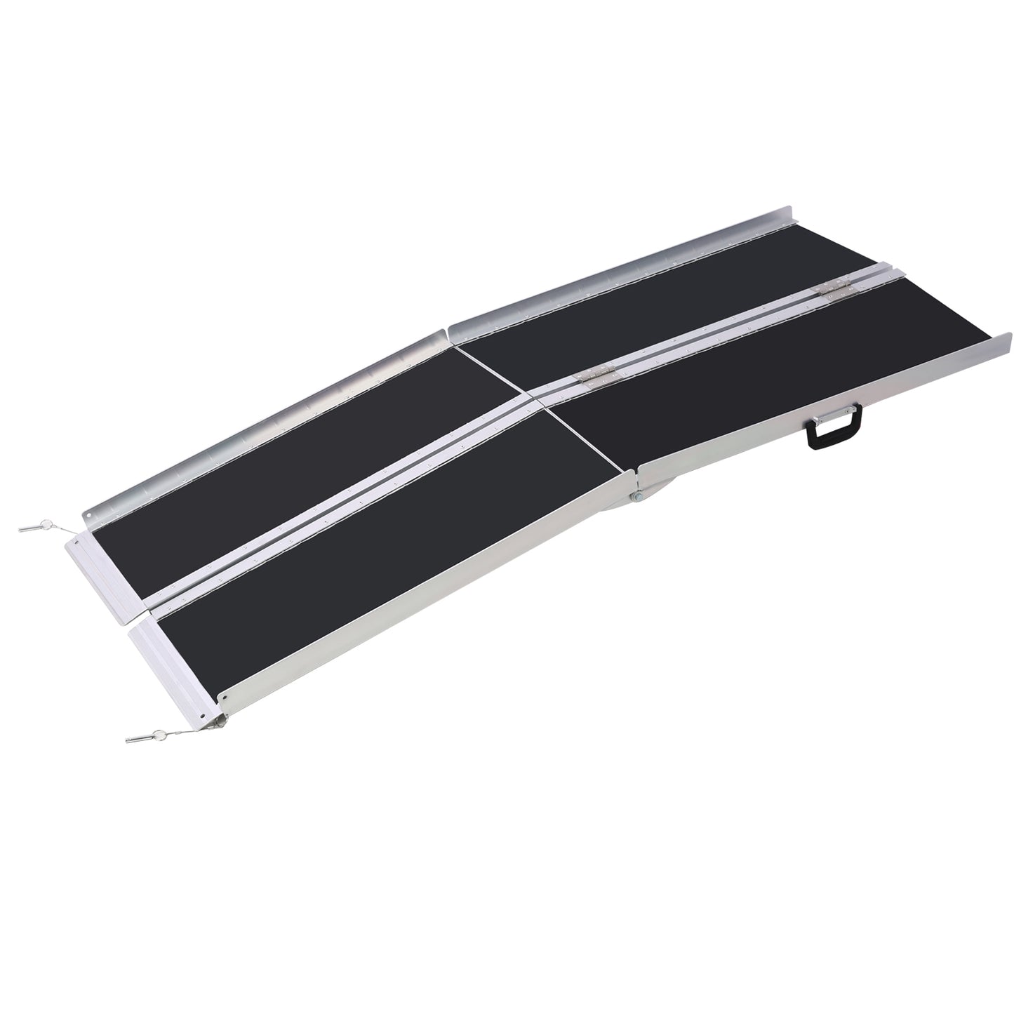 Portable Aluminium Wheelchair Ramp - 5ft, Non-Skid, Foldable, Silver, 600 Pound Capacity SolidRoot Buy Furniture USA