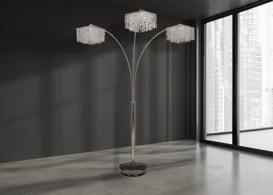 1pc Modern Design Classic Luxury Sleek Multi-head Floor Arc Lamp Crystal-like Accents Drape Living Room Curve Lamp SolidRoot Buy Furniture USA