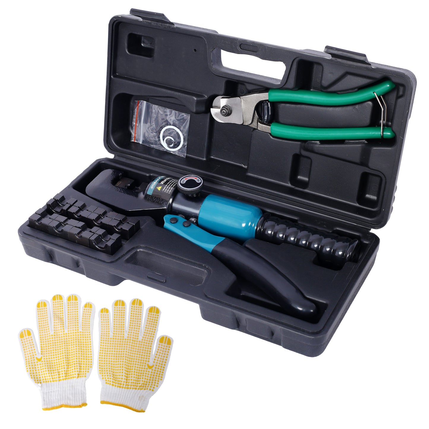 Hydraulic Hand Crimper Tool,Hydraulic Wire Terminal Crimper Swager Battery Cable Lug Crimping Swaging Tool with 9 Pairs Dies,one pair glove SolidRoot Buy Furniture USA