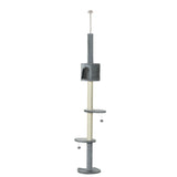 PawHut 85.5' Cat Tree Height Adjustable Floor-to-Ceiling 4-Tier Kitty Climbing Activity Center Condo Cat Toy with Scratching Post Hanging Balls Play Rest Post Pet Furniture Grey