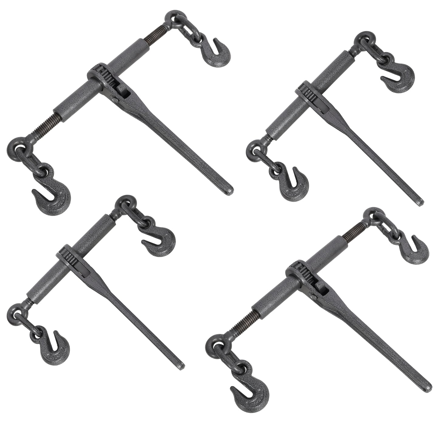 Heavy duty 5/16'-3/8' Ratchet Binders, 5400lbs Working Load capacity, G70 Hooks Adjustable Length, 4-Pack,,Black Hammertone color SolidRoot Buy Furniture USA
