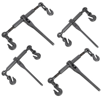 Heavy duty 5/16'-3/8' Ratchet Binders, 5400lbs Working Load capacity, G70 Hooks Adjustable Length, 4-Pack,,Black Hammertone color SolidRoot Buy Furniture USA