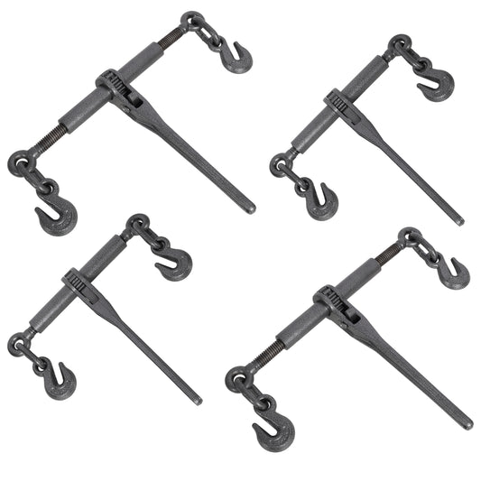 Heavy duty 5/16'-3/8' Ratchet Binders, 5400lbs Working Load capacity, G70 Hooks Adjustable Length, 4-Pack,,Black Hammertone color SolidRoot Buy Furniture USA