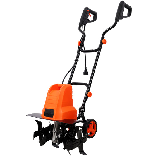 13.5AMP Electric Tiller,120V/60HZ,18-Inch Width 9-Inch Depth Corded Powerful Tiller,With 24 Steel Tines,Adjustable Wheels,for Garden Lawn Yard SolidRoot Buy Furniture USA
