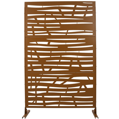 Outdoor & Indoor Metal Privacy Screen 76' H×48' W, Freestanding Decorative Screen for Deck Balcony Patio in Brown SolidRoot Buy Furniture USA