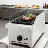 12 Inch Commercial Gas Lava Rock Charbroiler, Countertop Stainless Steel Grill with 1 Burner 28000 BTU, Natural Gas/Propane, Durable Cast Iron Grates, Restaurant BBQ Broiler SolidRoot Buy Furniture USA