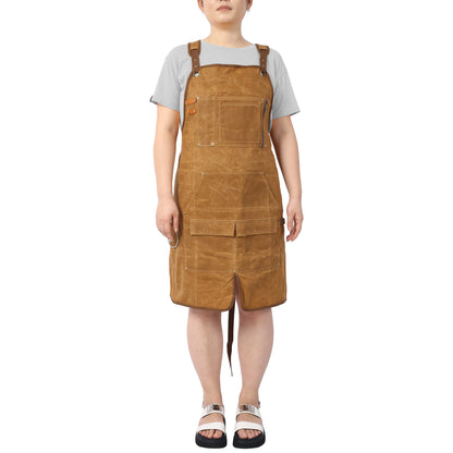 Long Heavy Duty Waxed Canvas Tool Apron, Carpenter Aprons, Woodworking Aprons, Carpenters Water-Resistant 18 Oz ,Fully Adjustable to Comfortably Fit Men and Women SolidRoot Buy Furniture USA