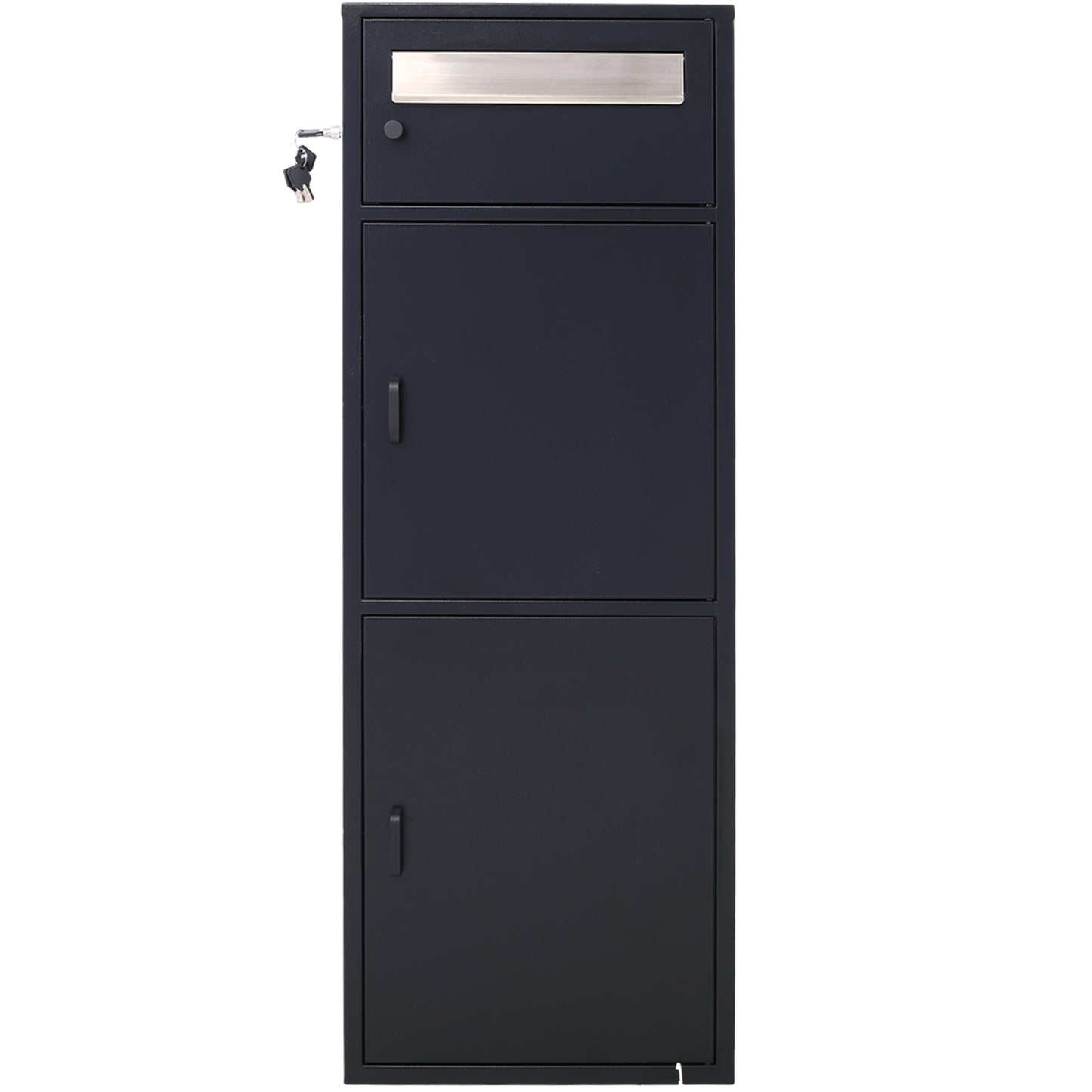Large Steel Freestanding Floor Parcel Package Drop with Locking Letterbox Drop Mail Box with Multi Compartments, Black SolidRoot Buy Furniture USA