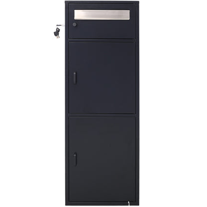 Large Steel Freestanding Floor Parcel Package Drop with Locking Letterbox Drop Mail Box with Multi Compartments, Black SolidRoot Buy Furniture USA