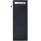 Large Steel Freestanding Floor Parcel Package Drop with Locking Letterbox Drop Mail Box with Multi Compartments, Black SolidRoot Buy Furniture USA