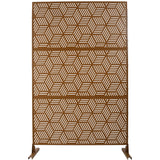 Outdoor & Indoor Privacy Screen Metal Privacy Screen 76' H×48' W, Freestanding Decorative Privacy Screen for Deck Balcony Patio, Privacy Fence Panels for Outside Lawn Garden PS116 BROWN SolidRoot Buy Furniture USA