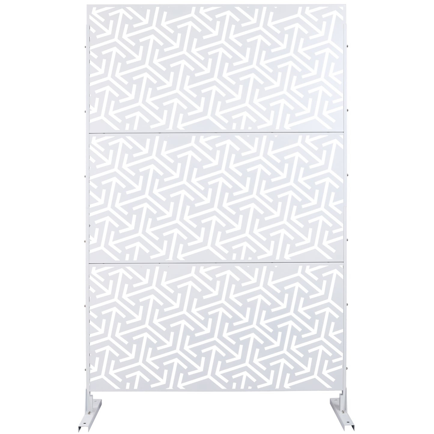 Outdoor & Indoor Privacy Screen Metal Privacy Screen 76' H×48' W, Freestanding Decorative Privacy Screen for Deck Balcony Patio, Privacy Fence Panels for Outside Lawn Garden PS120 WHITE SolidRoot Buy Furniture USA