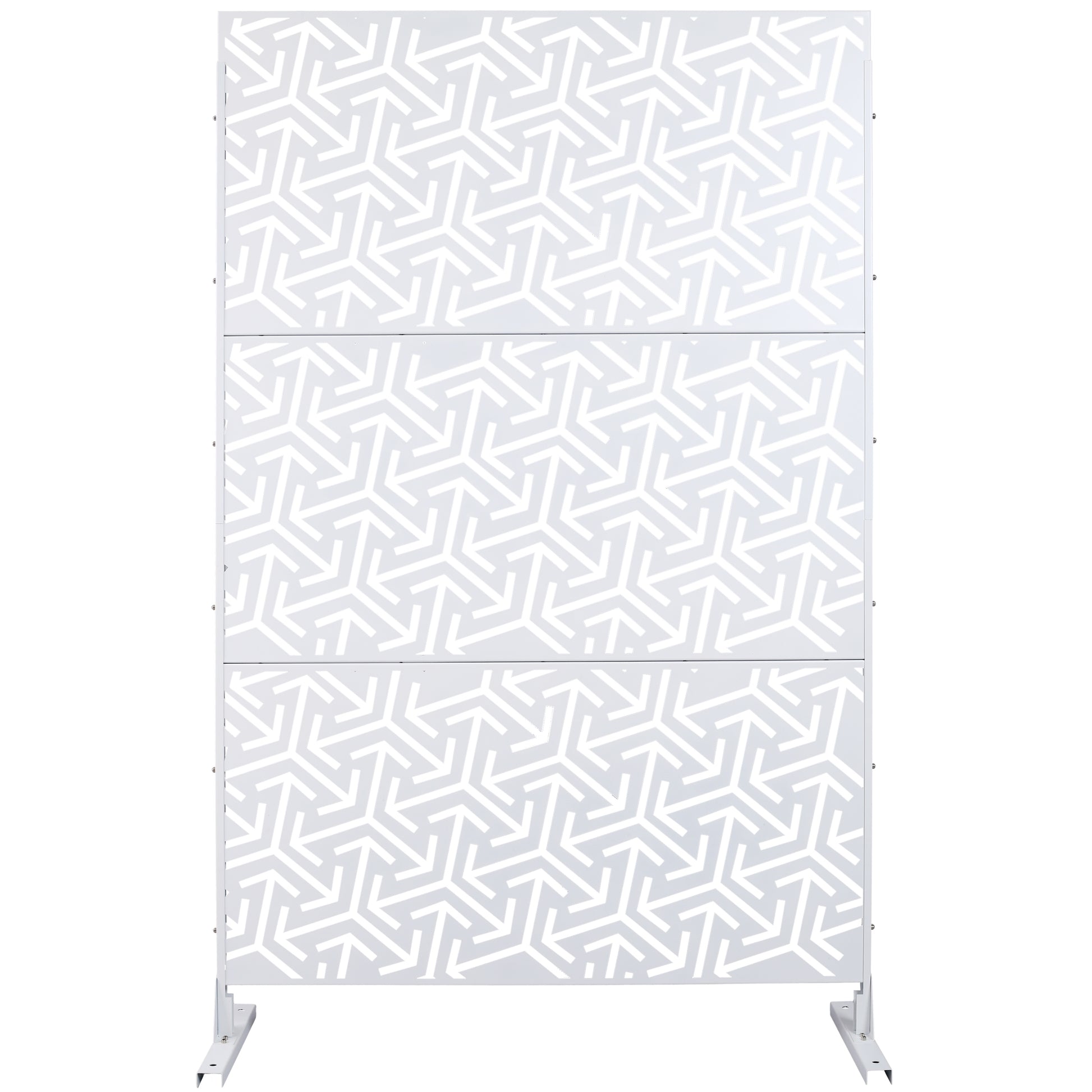 Outdoor & Indoor Privacy Screen Metal Privacy Screen 76' H×48' W, Freestanding Decorative Privacy Screen for Deck Balcony Patio, Privacy Fence Panels for Outside Lawn Garden PS120 WHITE SolidRoot Buy Furniture USA