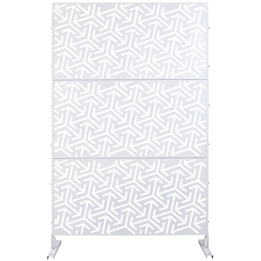 Outdoor & Indoor Privacy Screen Metal Privacy Screen 76' H×48' W, Freestanding Decorative Privacy Screen for Deck Balcony Patio, Privacy Fence Panels for Outside Lawn Garden PS120 WHITE SolidRoot Buy Furniture USA