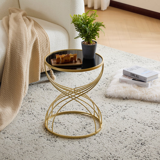 Modern Side Table [Golden Metal Frame+Black MIirror Top] SolidRoot Buy Furniture USA