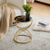 Modern Side Table [Golden Metal Frame+Black MIirror Top] SolidRoot Buy Furniture USA