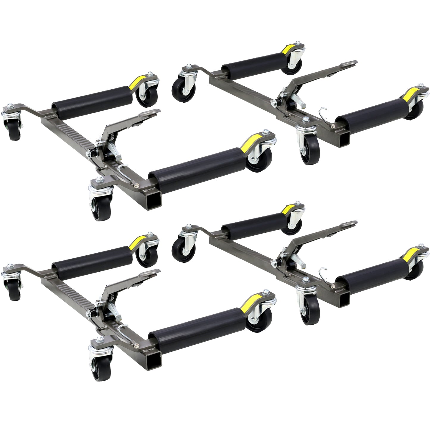 Set of (4) Wheel Dolly Car Skates Vehicle Positioning Hydraulic Tire Jack Ratcheting Foot Pedal Lift Hydraulic Car Wheel Dolly, 1,250lbs SolidRoot Buy Furniture USA