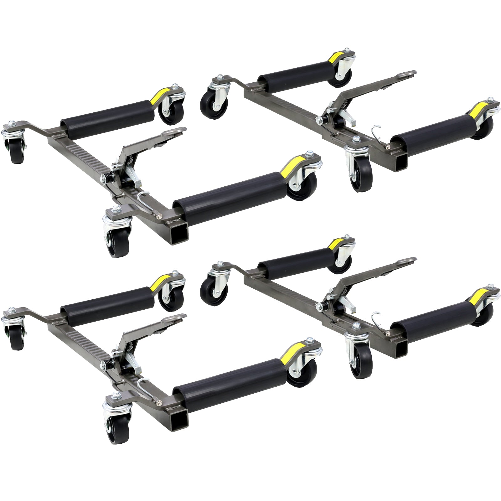 Set of (4) Wheel Dolly Car Skates Vehicle Positioning Hydraulic Tire Jack Ratcheting Foot Pedal Lift Hydraulic Car Wheel Dolly, 1,250lbs SolidRoot Buy Furniture USA