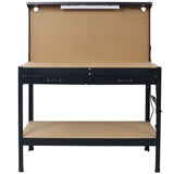 Steel Workbench Tool Storage Work Bench Workshop Tools Table W/Drawer and Peg Board ,4xAC outlets 2xUSB Ports SolidRoot Buy Furniture USA