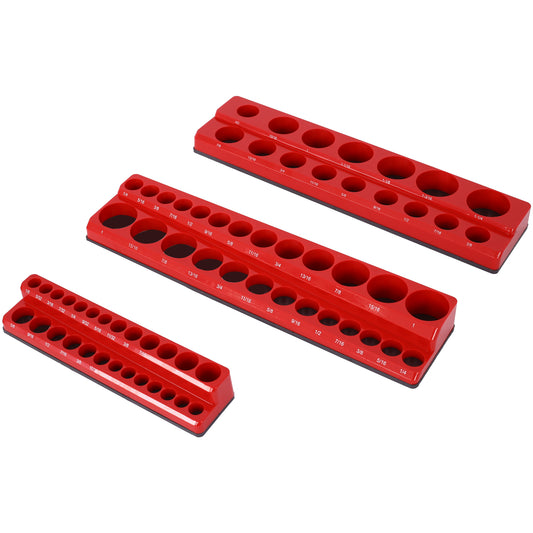 3 Piece SAE Magnetic Socket Organizers, Socket Organizers for Toolboxes, Socket Organizer, Magnetic Socket Holder, Black Tool Box Organizer,red,SAE SolidRoot Buy Furniture USA