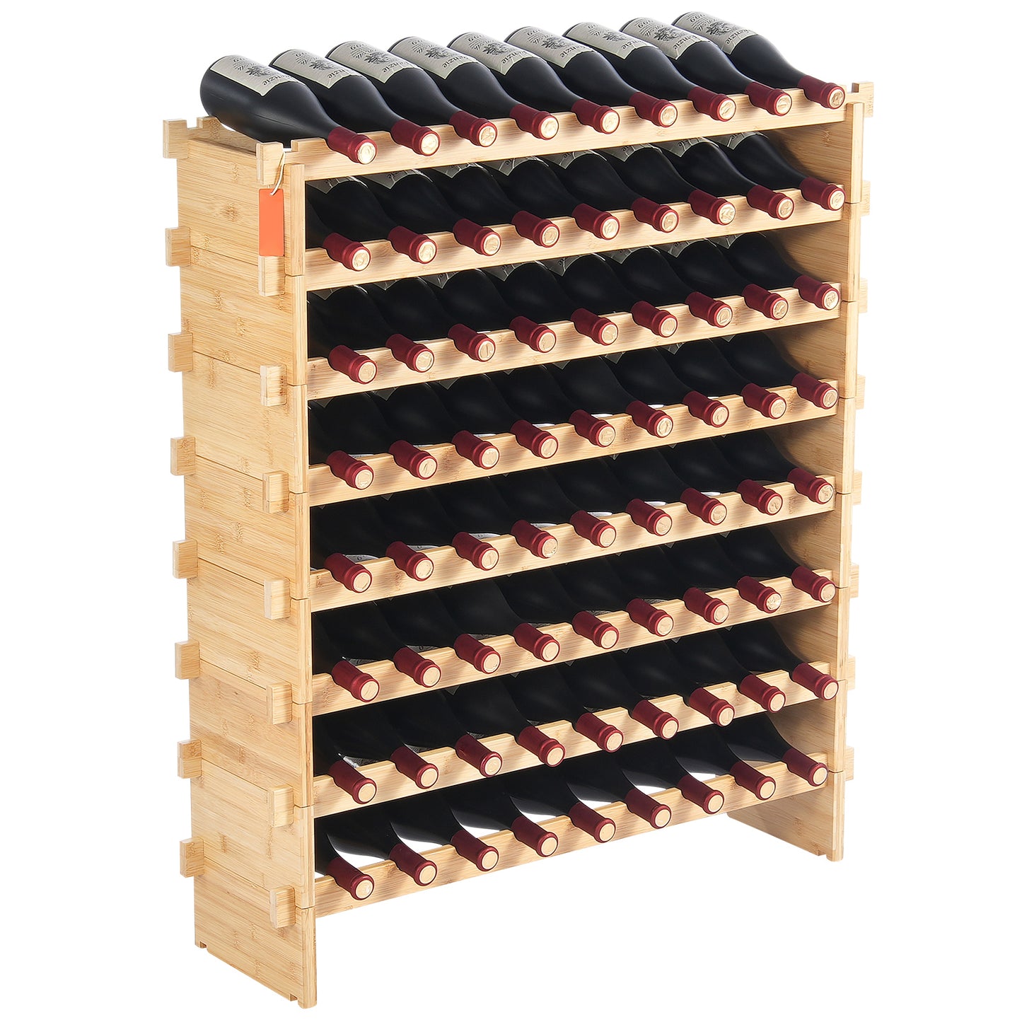 72 Bottle Upgrade Modular Wine Rack Bamboo Wood Display Shelf 8-Tier - SolidRoot Buy Furniture USA