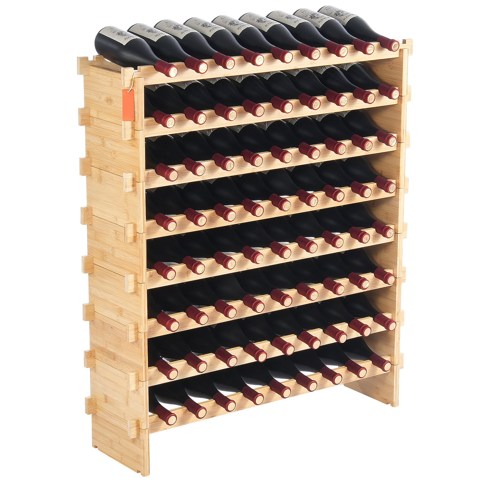 72 Bottle Upgrade Modular Wine Rack Bamboo Wood Display Shelf 8-Tier - SolidRoot Buy Furniture USA