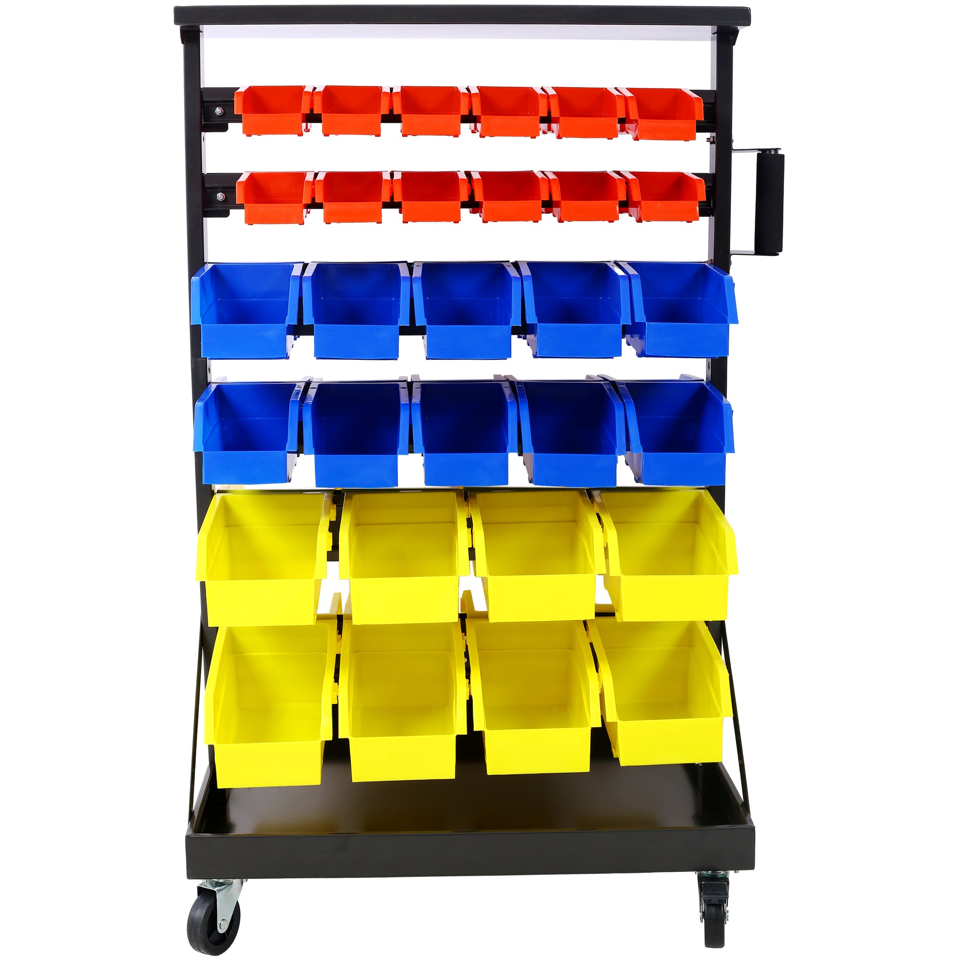 6-Tier Dual-Sided Rolling Bin Rack , 350 Pound Capacity, Includes 60 Organizer Bins, with Tray and Casters SolidRoot Buy Furniture USA