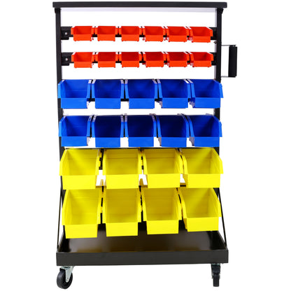 6-Tier Dual-Sided Rolling Bin Rack , 350 Pound Capacity, Includes 60 Organizer Bins, with Tray and Casters SolidRoot Buy Furniture USA
