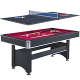 6-ft Pool Table with Table Tennis Top - Black with Red Felt SolidRoot Buy Furniture USA