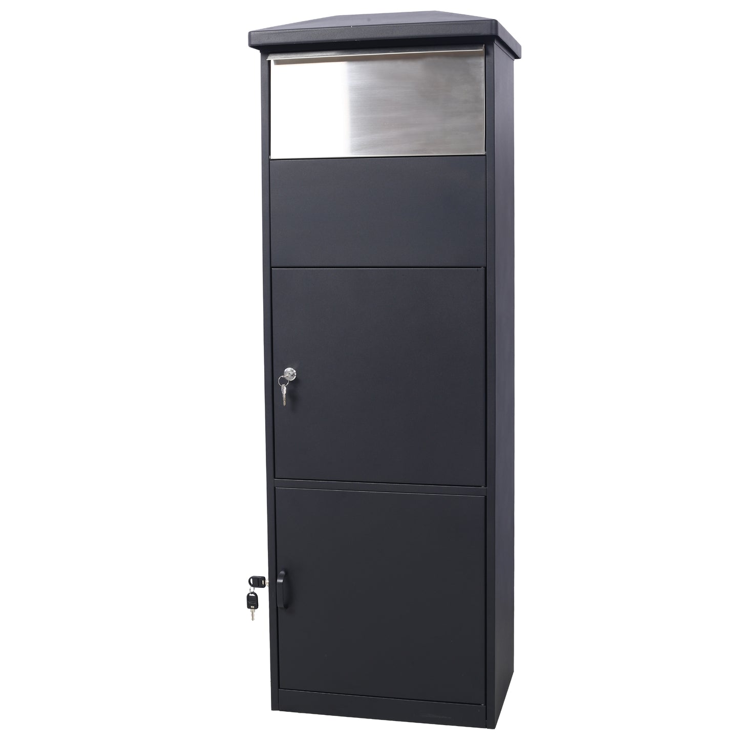 Large Package Delivery Parcel Mail Drop Box for Porch, Floor Lockable Drop Slot Mail Box with Parcel Compartment, Black SolidRoot Buy Furniture USA