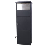Large Package Delivery Parcel Mail Drop Box for Porch, Floor Lockable Drop Slot Mail Box with Parcel Compartment, Black SolidRoot Buy Furniture USA