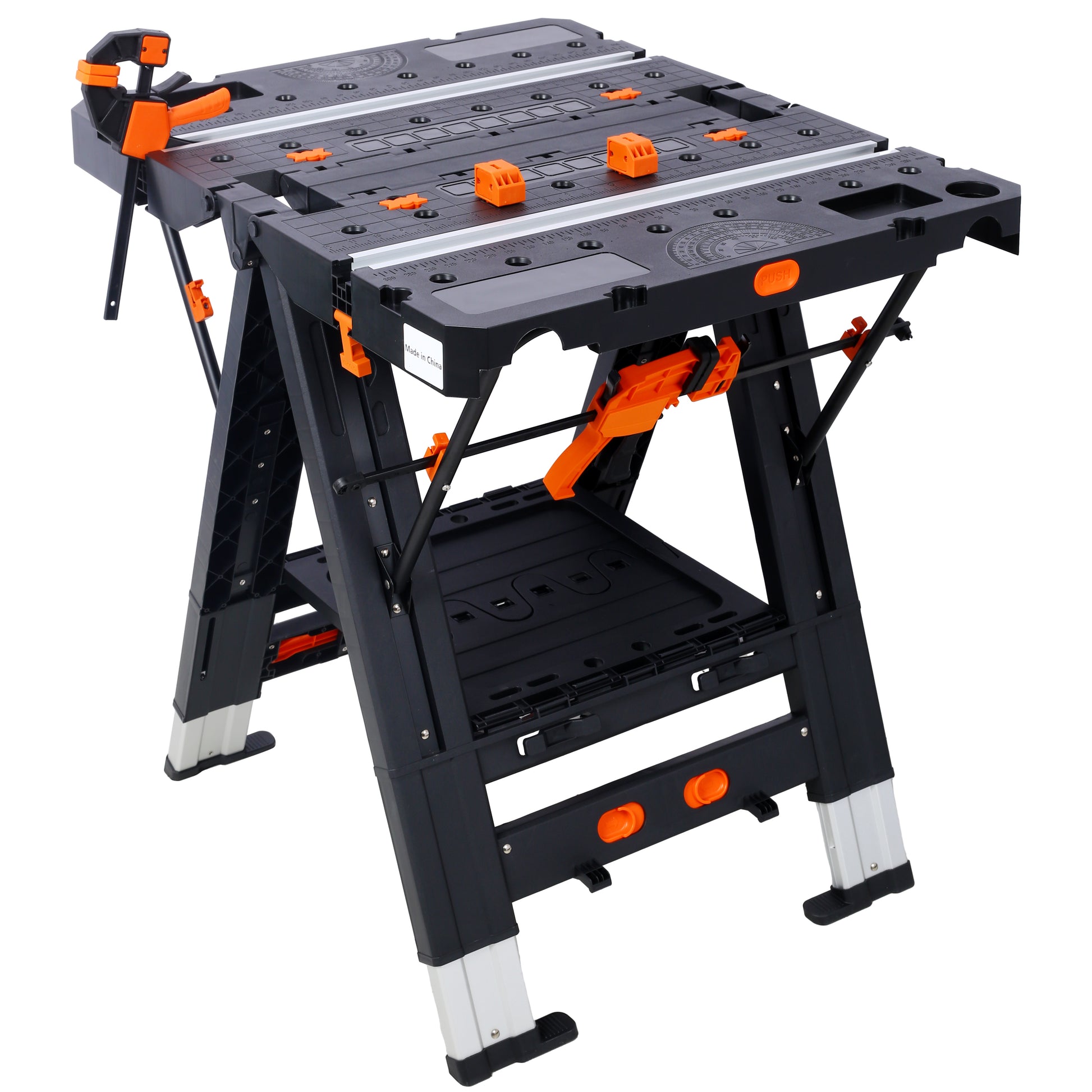 Portable Folding Work Table, 2-in-1 as Sawhorse & Workbench,  Large Load Capacity with 2pcs Clamps SolidRoot Buy Furniture USA