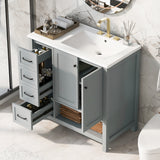 36' Bathroom Vanity with Sink Top, Bathroom Vanity Cabinet with Two Doors and Two Drawers, Solid Wood, Open shelf, MDF Boards, One Package, Grey(Old SKU:N725P245278E) SolidRoot Buy Furniture USA