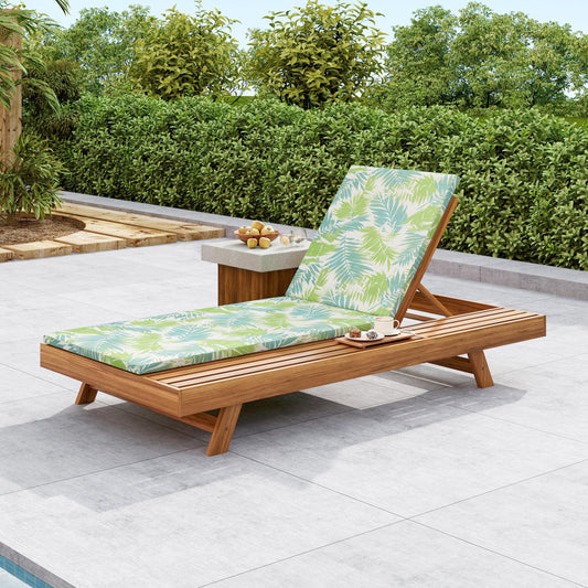 LOUNGE CHAISE SET, SPACE AVAILABLE ON ONE SIDE,ACACIA WOOD WITH WATER-RESISTANT LOUNGE CUSHIONS (LEAF COCONUT & 2 INCH THICK) - MATCHING CREAM/Dark Grey  VERSION AVAILABLE SolidRoot Buy Furniture USA