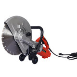 Electric 14' Cut Off Saw Wet/Dry Concrete Saw Cutter with Guide Roller and Water Line Attachment, 3000W, Black and Silver SolidRoot Buy Furniture USA