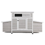 Large Wooden Chicken Coop Outdoor Hen House with 2 Sides Nesting Boxes in Gray+White Matte Wood, 57.87 x 33.86 x 30.55 inches - SolidRoot Buy Furniture USA
