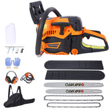 62CC Gas Powered Chainsaw, 2-Cycle Handheld Cordless Chain Saw, Orange Aluminium, 18' and 20' Guide Bar SolidRoot Buy Furniture USA