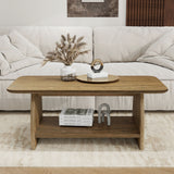 47 inch modern living room coffee table, double-layer rectangular coffee table with storage function, rounded corner design, MDF material, suitable for living room SolidRoot Buy Furniture USA