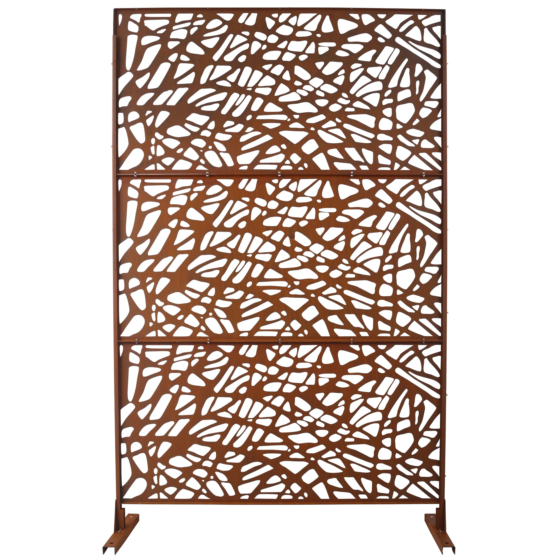 Outdoor & Indoor Privacy Screen Metal Privacy Screen 76' H×48' W, Freestanding Decorative Privacy Screen for Deck Balcony Patio, Privacy Fence Panels for Outside Lawn Garden PS102 RUSTY SolidRoot Buy Furniture USA