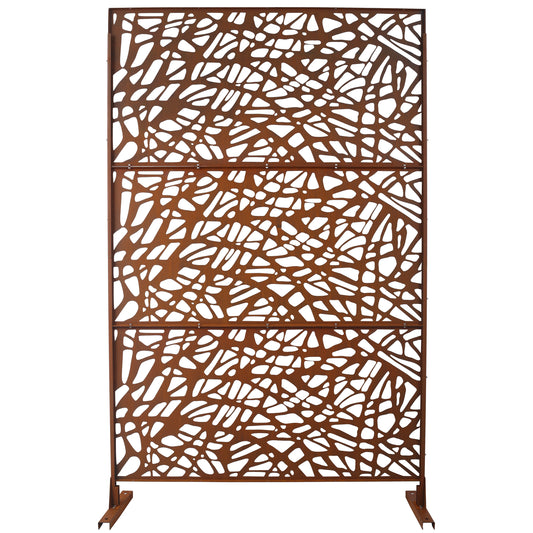 Outdoor & Indoor Privacy Screen Metal Privacy Screen 76' H×48' W, Freestanding Decorative Privacy Screen for Deck Balcony Patio, Privacy Fence Panels for Outside Lawn Garden PS102 RUSTY SolidRoot Buy Furniture USA