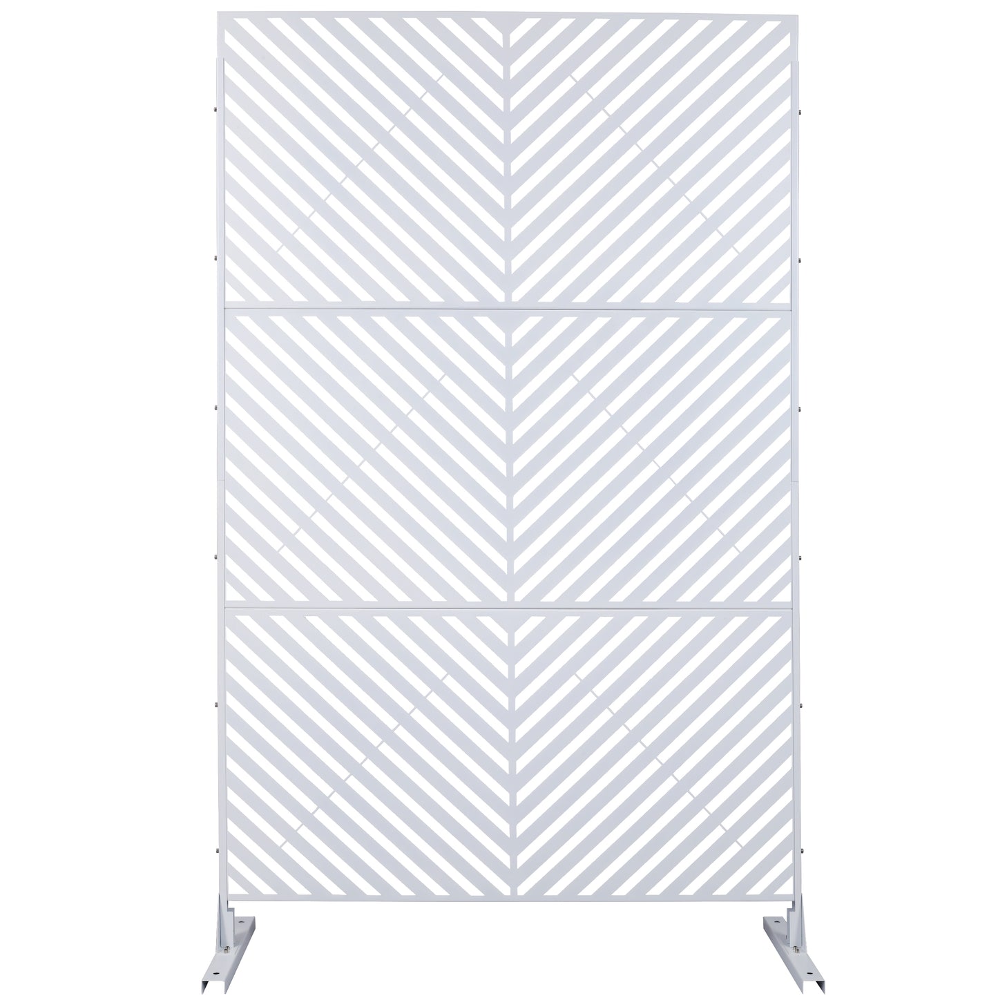 Outdoor & Indoor Privacy Screen Metal Privacy Screen 76' H×48' W, Freestanding Decorative Privacy Screen for Deck Balcony Patio, Privacy Fence Panels for Outside Lawn Garden PS113 WHITE SolidRoot Buy Furniture USA